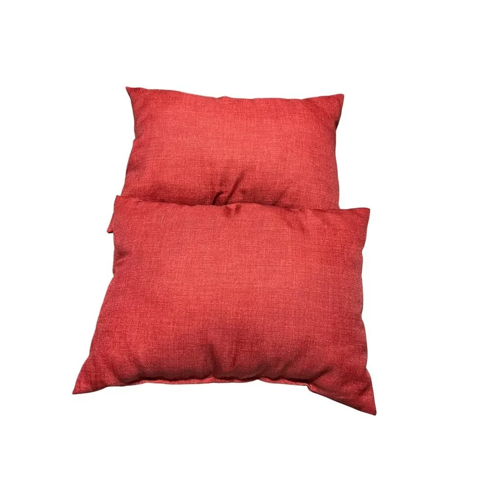 Red Throw Pillow Set Button Accents 17x11 Inches Decorative Modern Rustic Style